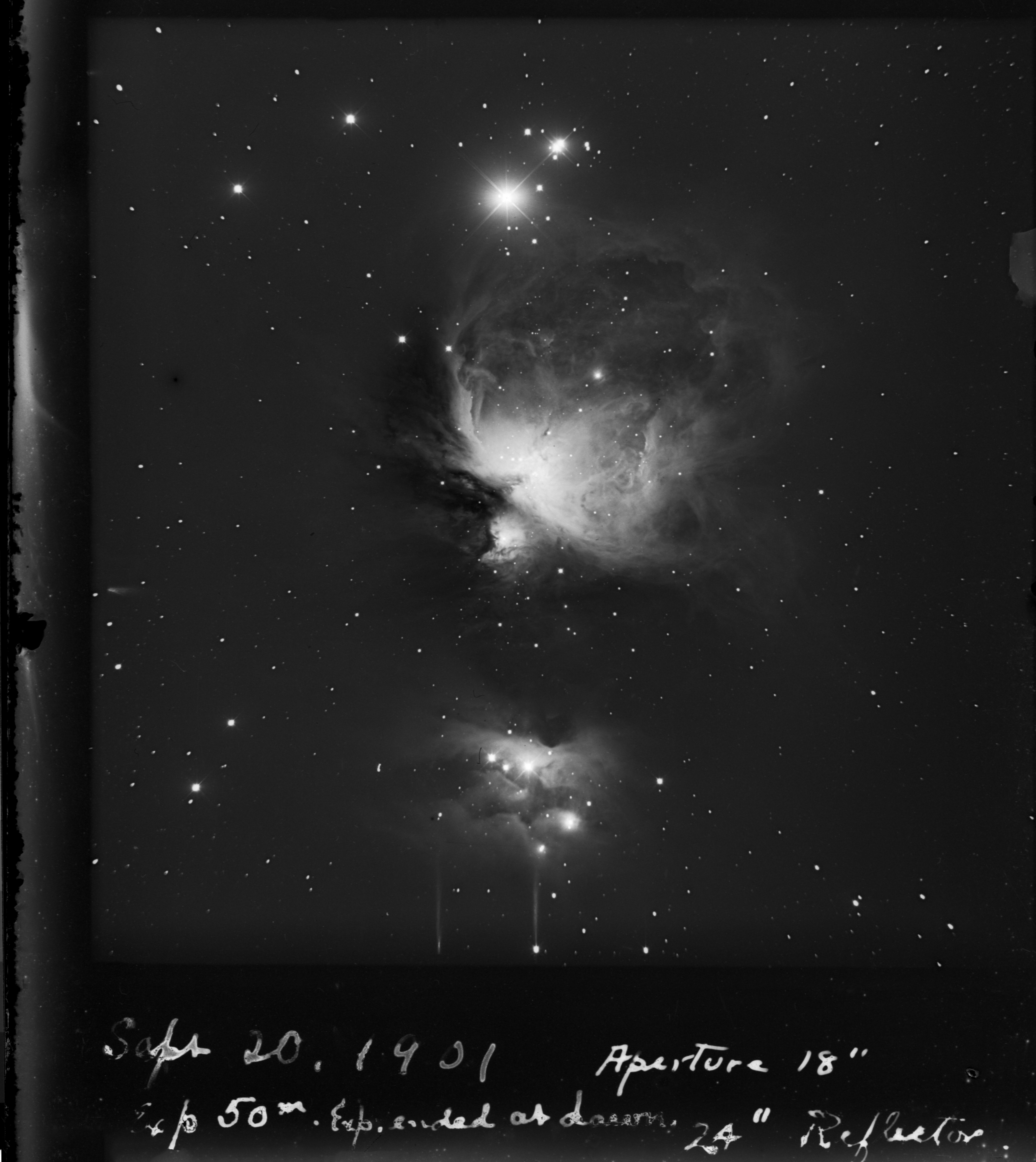 A 1901 photo of the Orion Nebula taken by astronomer George Ritchey.